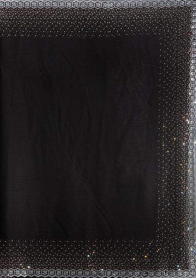 Black Stonework Chiffon Saree-Koskii