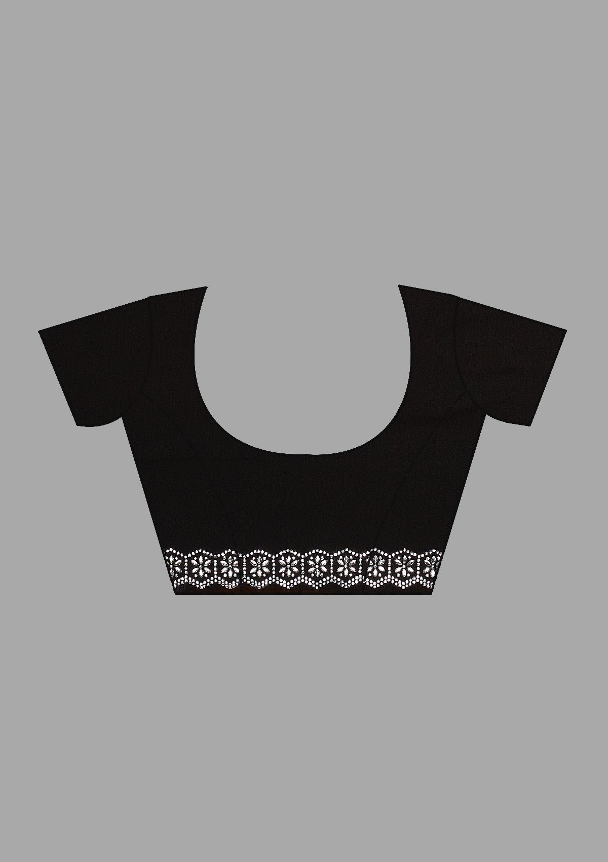 Black Stonework Chiffon Saree-Koskii