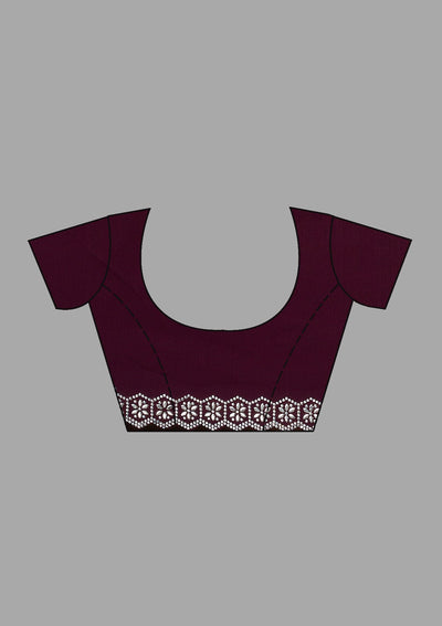 Wine Stonework Chiffon Saree-Koskii