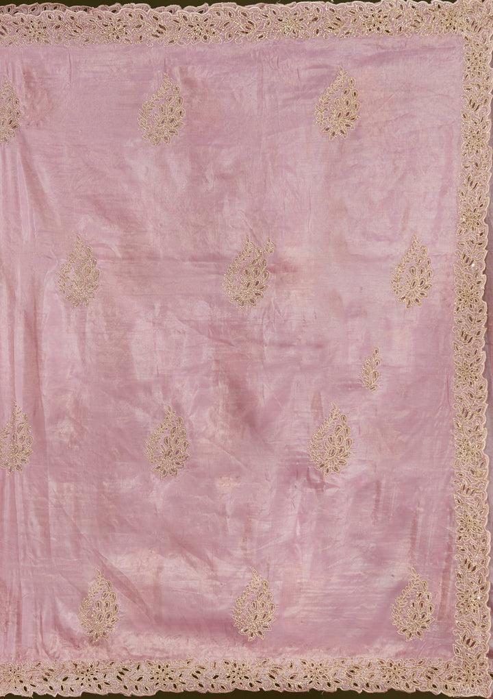 Pink Cutwork Tissue Saree