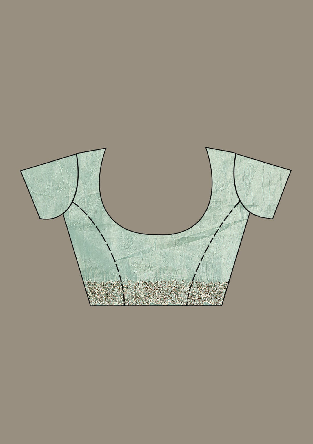 Sea Green Cutwork Tissue Saree-Koskii