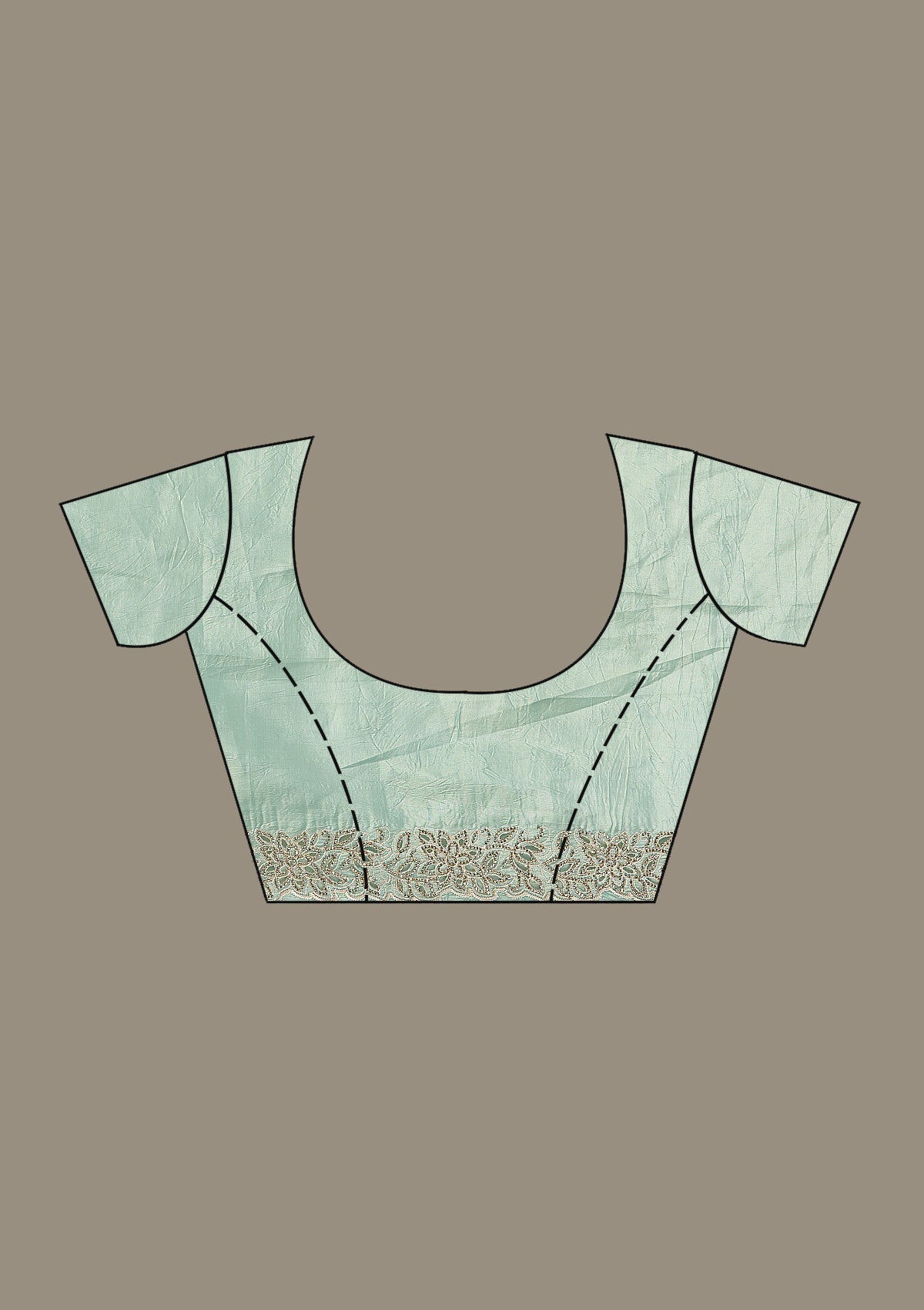 Sea Green Cutwork Tissue Saree-Koskii