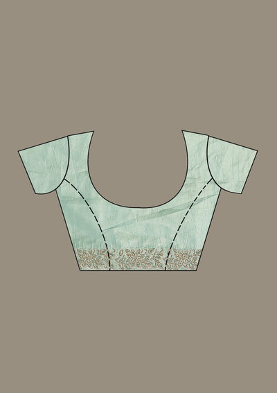 Sea Green Cutwork Tissue Saree-Koskii