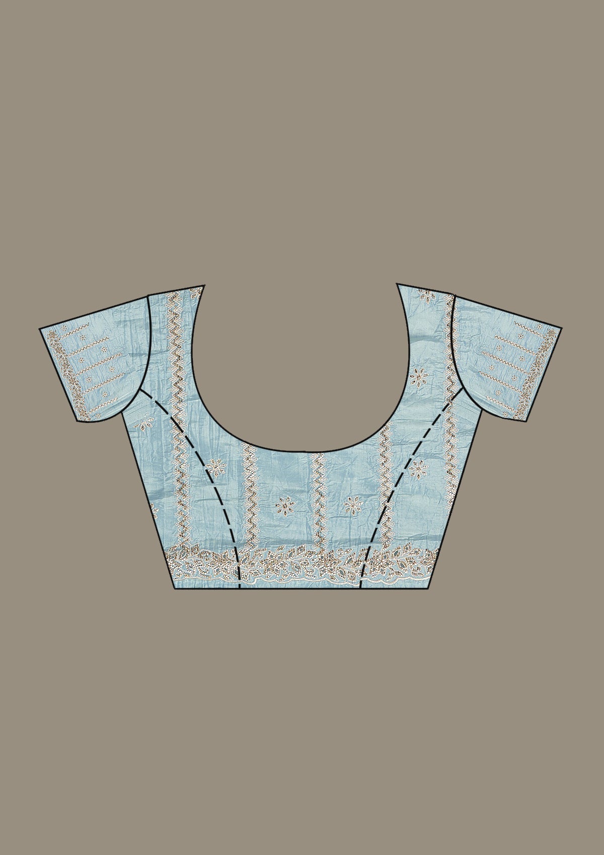 Blue Cutwork Tissue Saree-Koskii