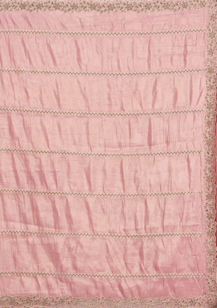 Pink Cutwork Tissue Saree-Koskii