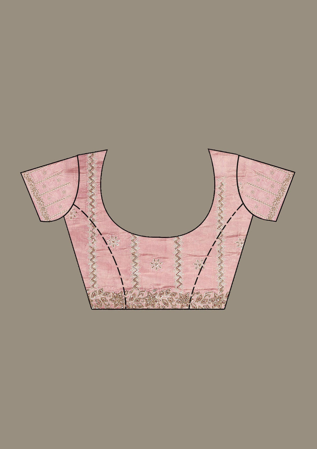 Pink Cutwork Tissue Saree-Koskii