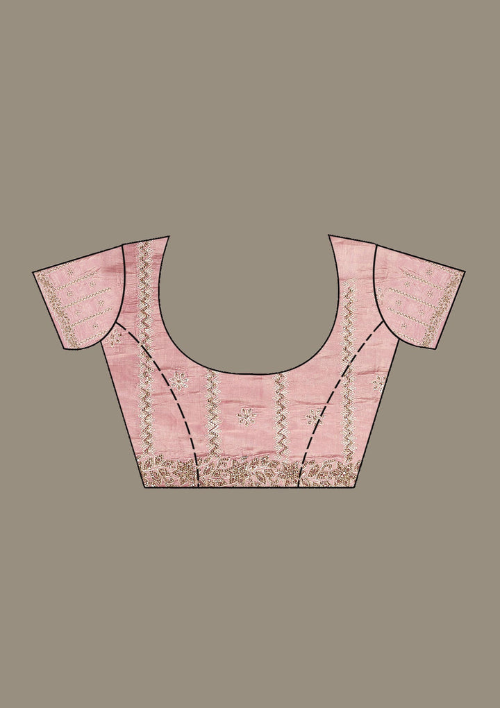 Pink Cutwork Tissue Saree-Koskii