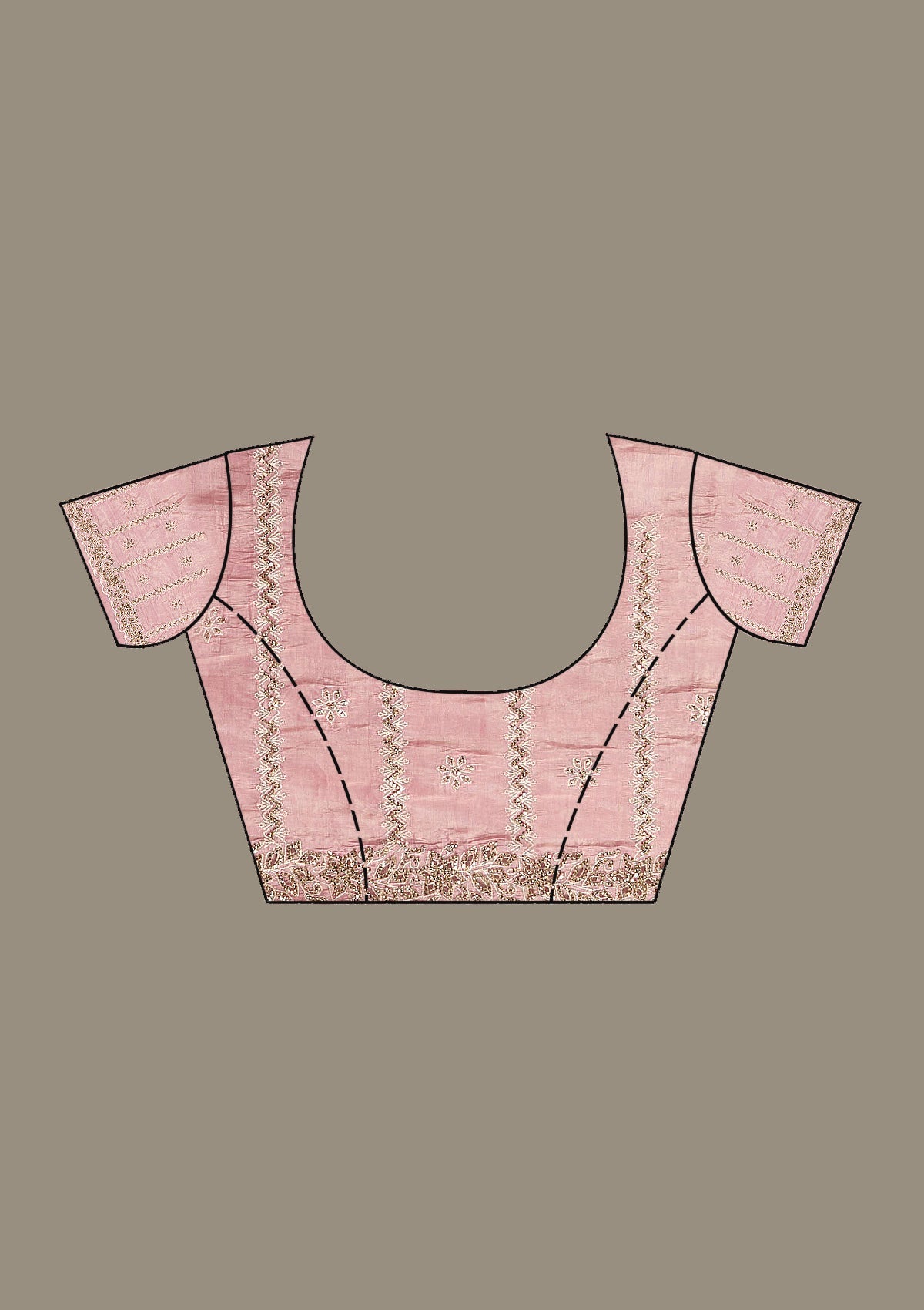 Pink Cutwork Tissue Saree-Koskii
