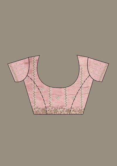 Pink Cutwork Tissue Saree-Koskii