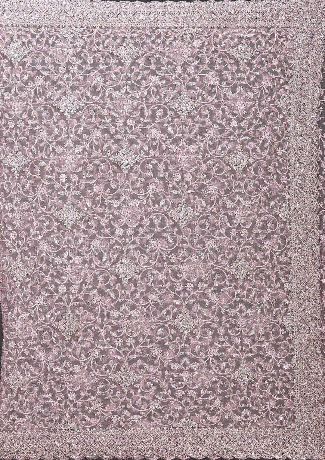 Pink Stonework Chiffon Saree_koskii