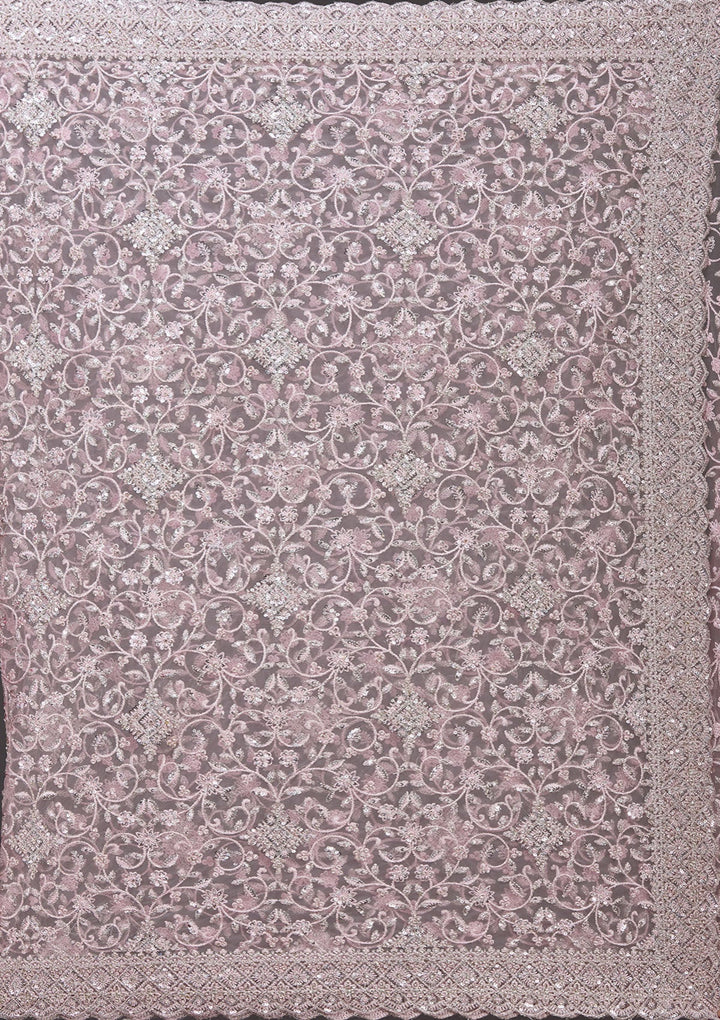 Pink Stonework Chiffon Saree_koskii