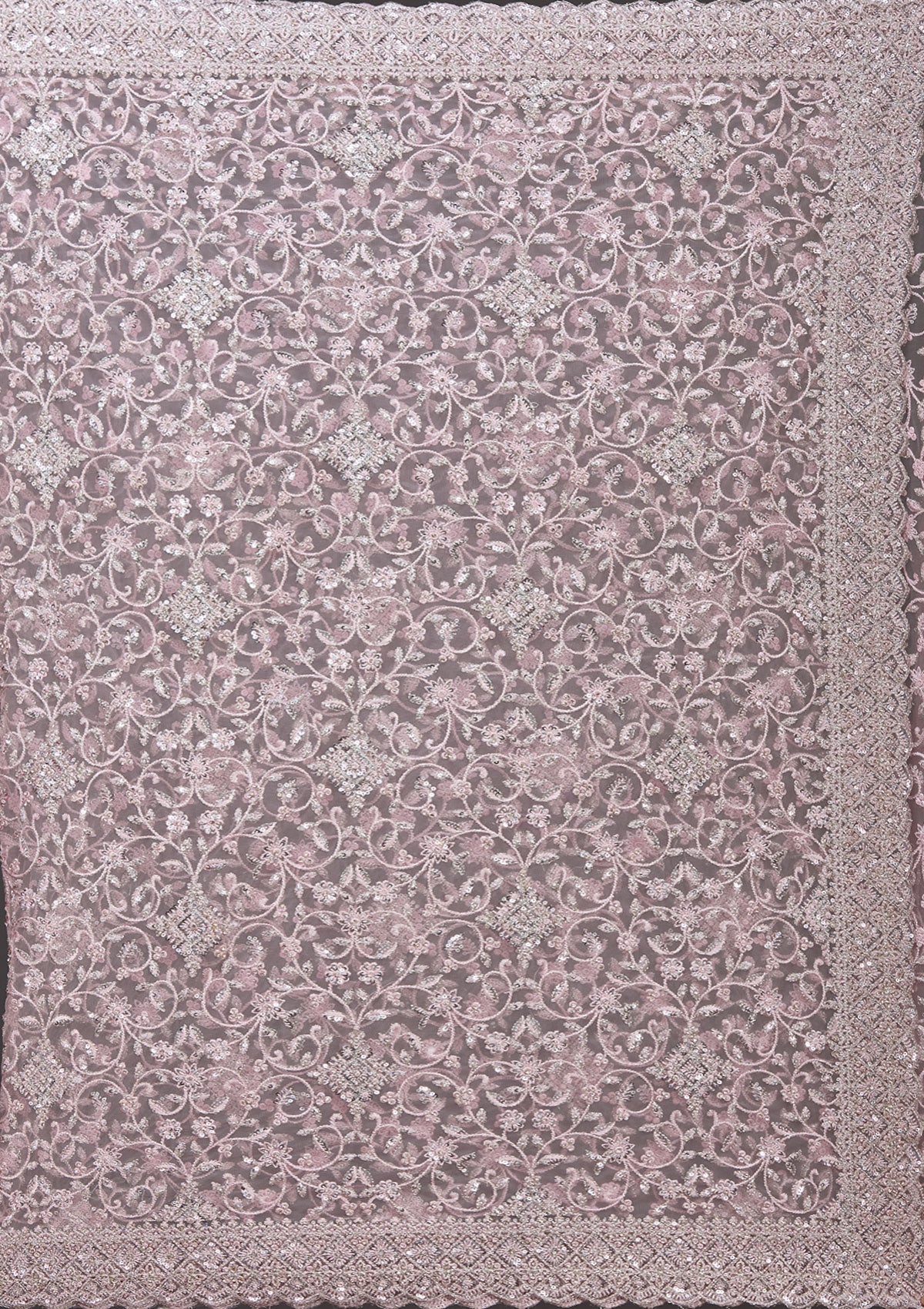 Pink Stonework Chiffon Saree-koskii