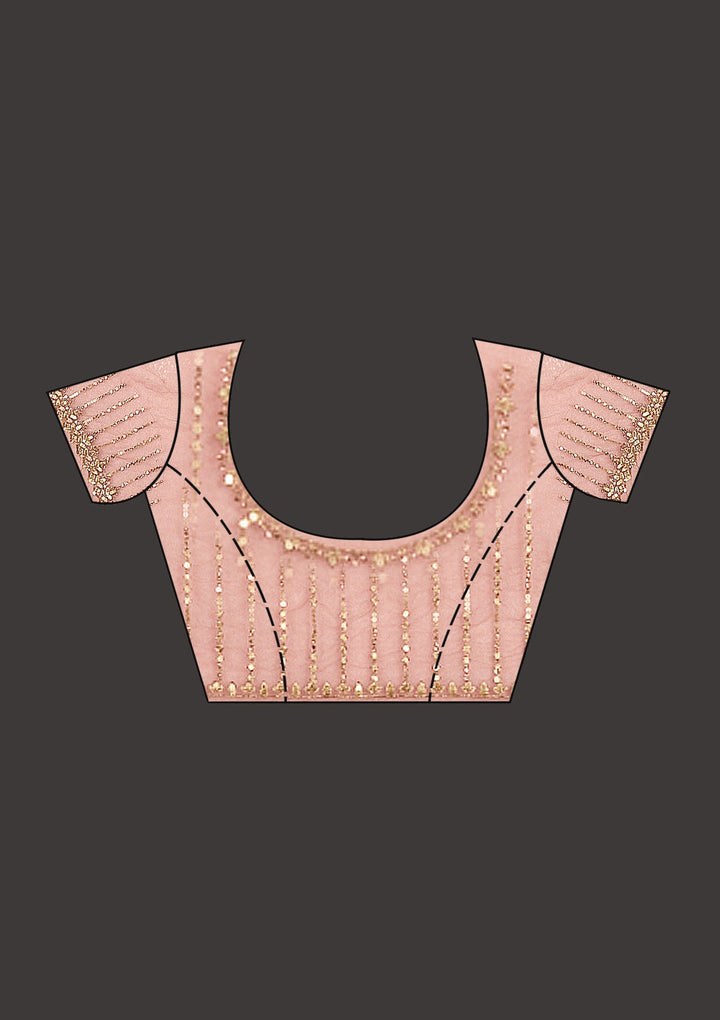 Pink Stonework Chiffon Saree_koskii