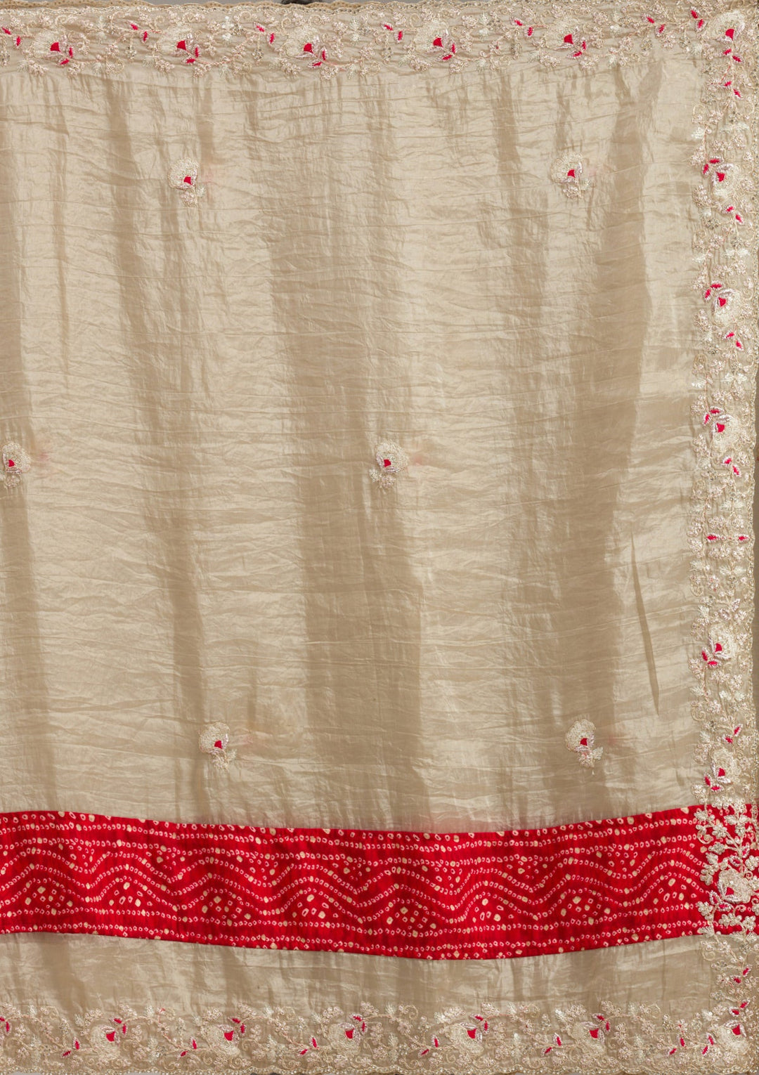 Beige Pearlwork Net Readymade Lehenga-koskii