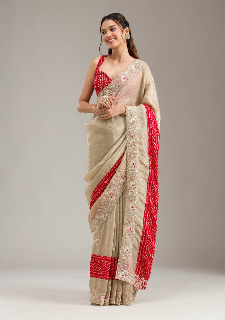 Sky Blue Pearlwork Net Readymade Lehenga-koskii