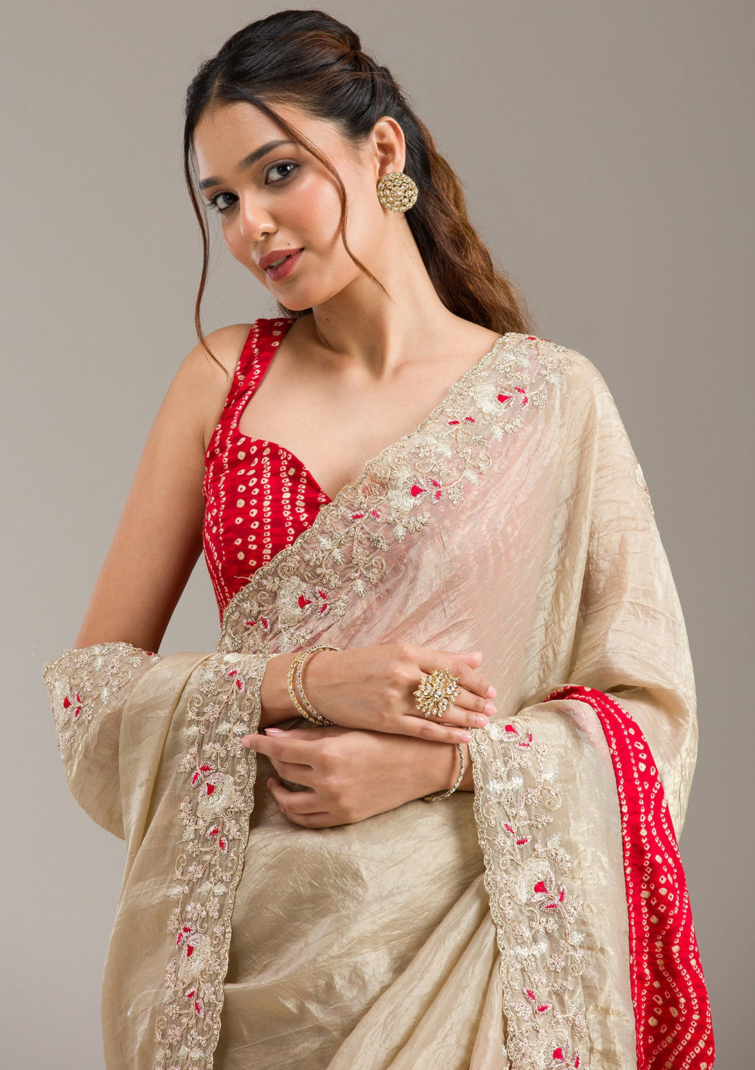 Sky Blue Pearlwork Net Readymade Lehenga-koskii