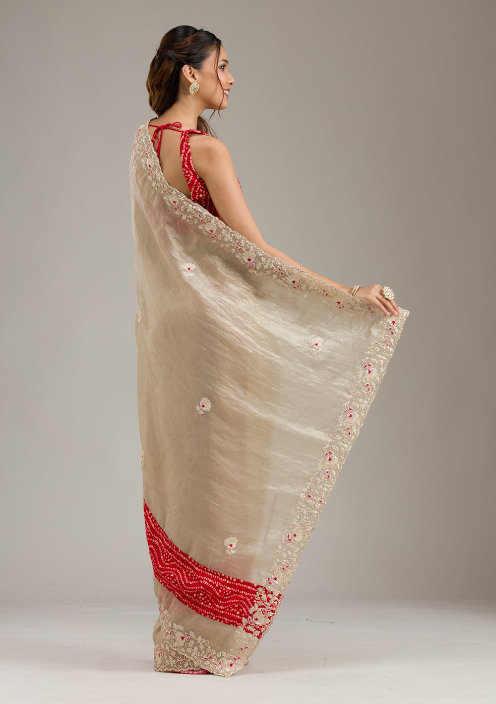 Sky Blue Pearlwork Net Readymade Lehenga-koskii