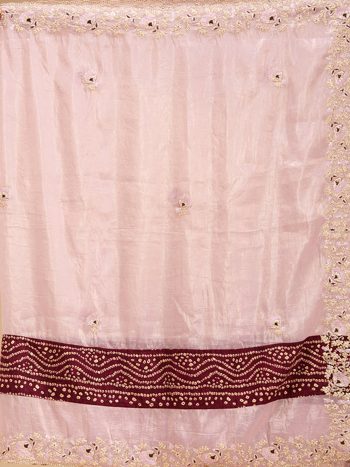 Lavender Zariwork (Gold) Tissue Saree-Koskii