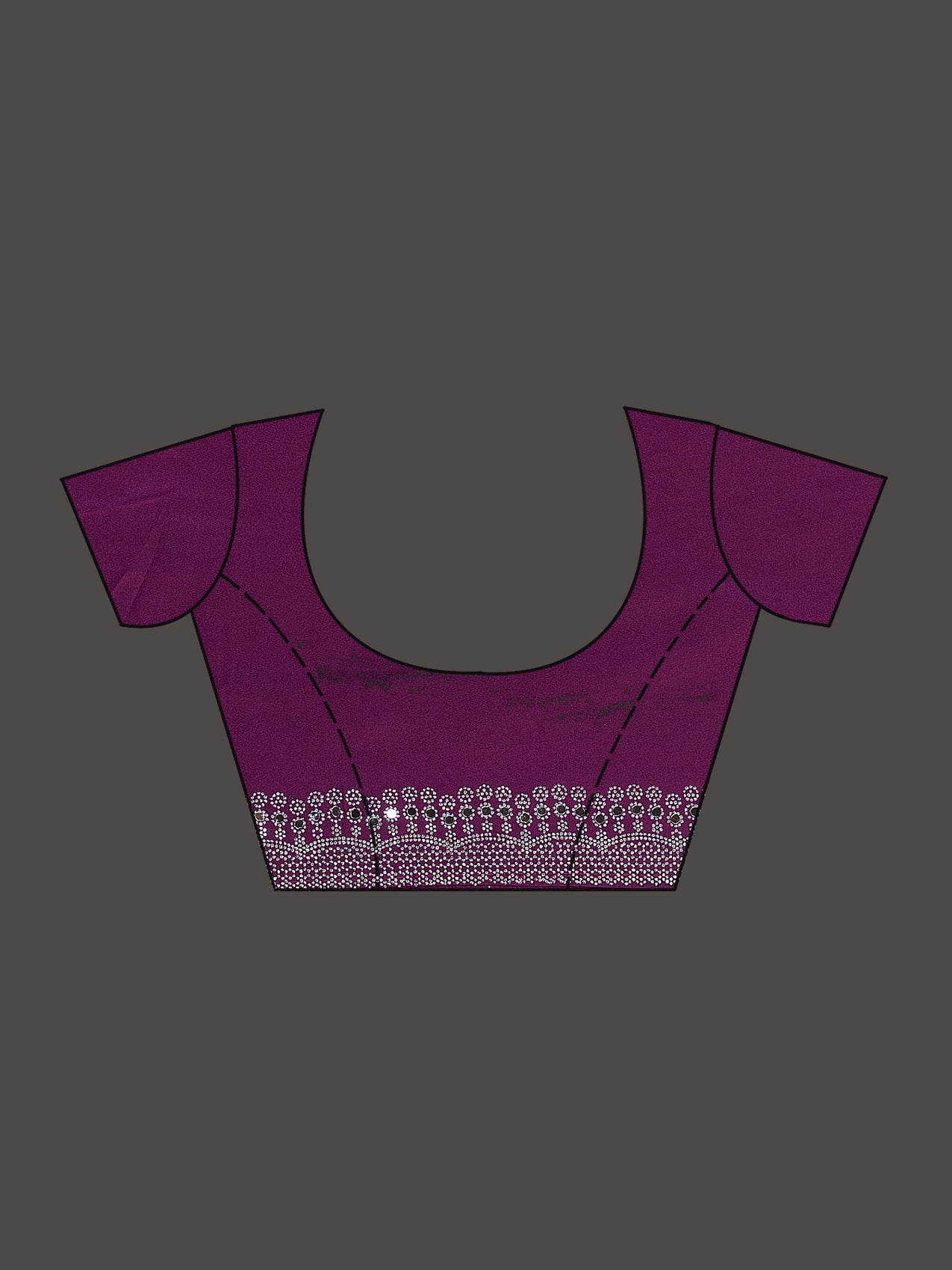 Purple Stonework (Silver) Satin Saree-Koskii