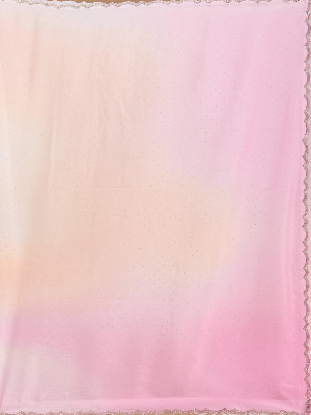 Baby Pink Stonework (Silver) Satin Saree-Koskii