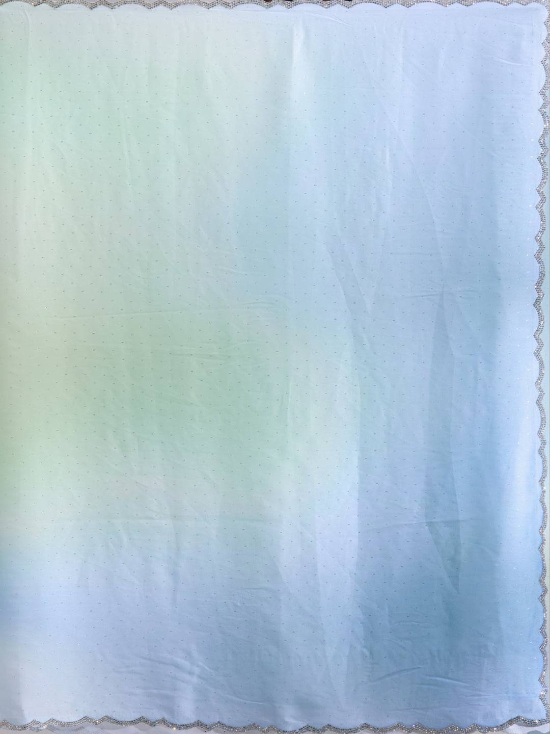 Sky Blue Stonework (Silver) Satin Saree-Koskii