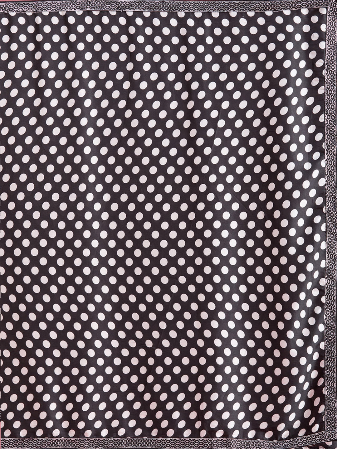 Black Stonework (Silver) Satin Saree-Koskii