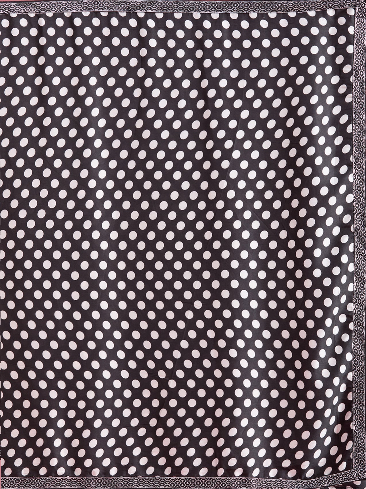 Black Stonework (Silver) Satin Saree-Koskii