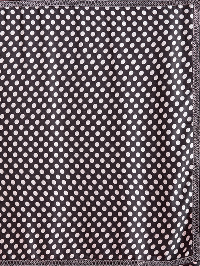 Black Stonework (Silver) Satin Saree-Koskii