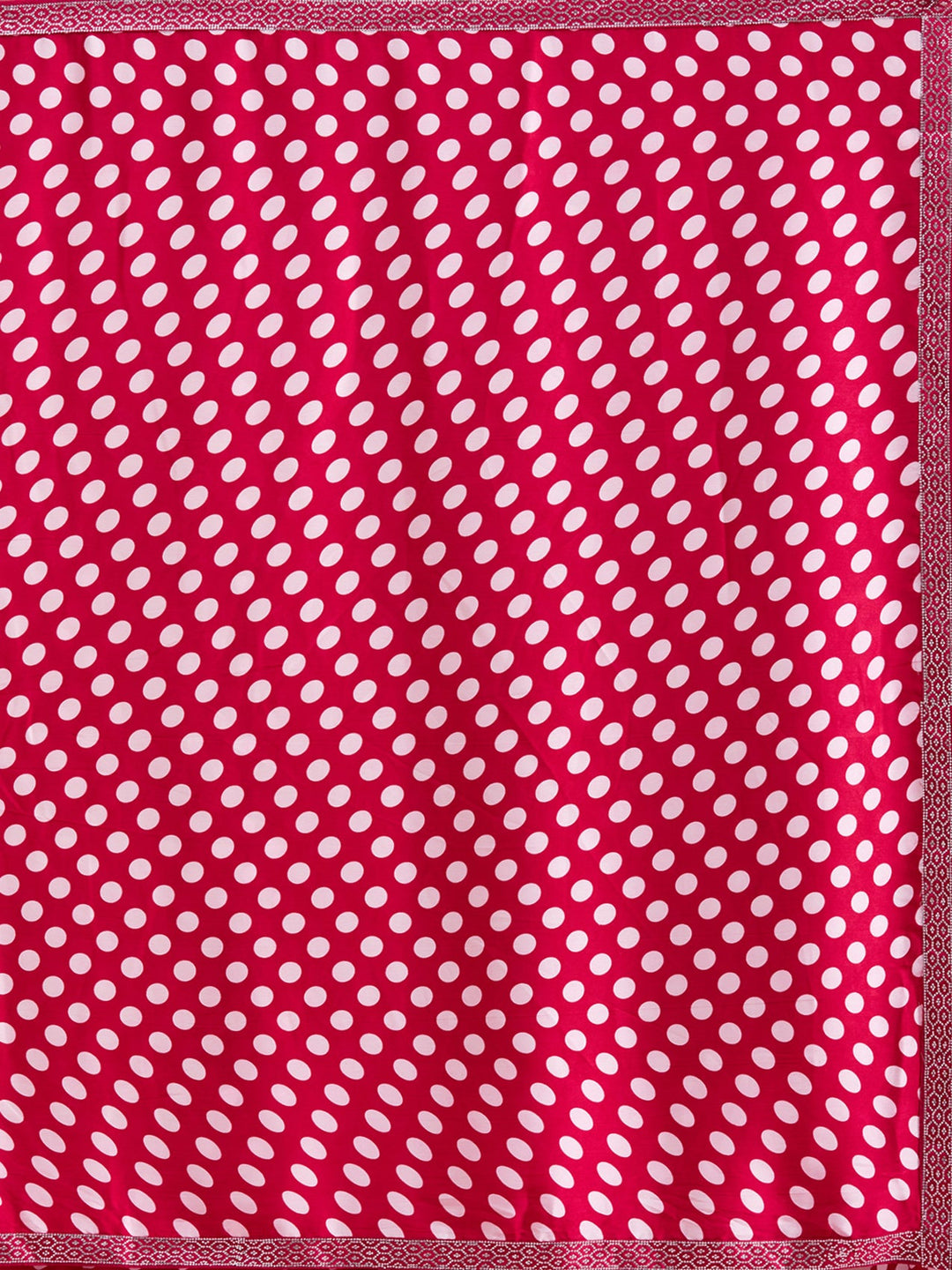 Rani Pink Stonework (Silver) Satin Saree-Koskii