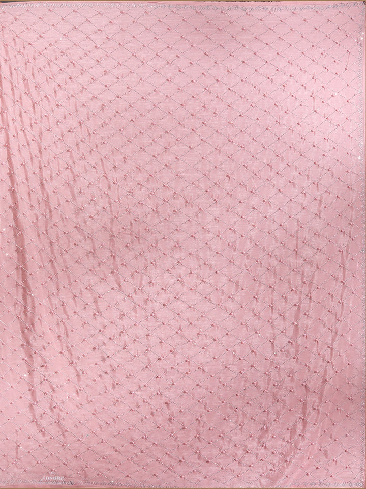 Peach Pearlwork Chiffon Saree-Koskii