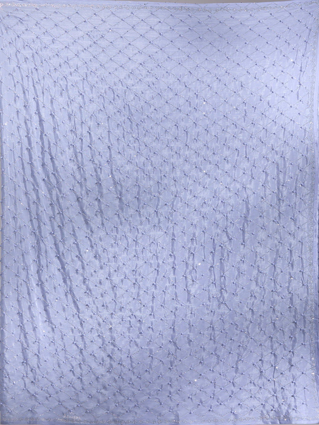 Sky Blue Pearlwork Chiffon Saree-Koskii