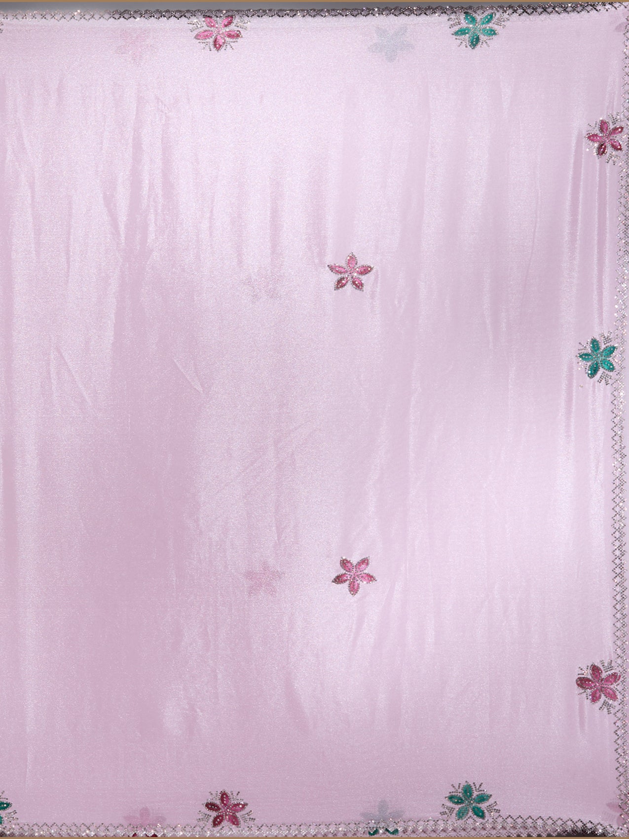 Lavender Stonework (Silver) Satin Saree-Koskii
