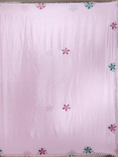 Lavender Stonework (Silver) Satin Saree-Koskii