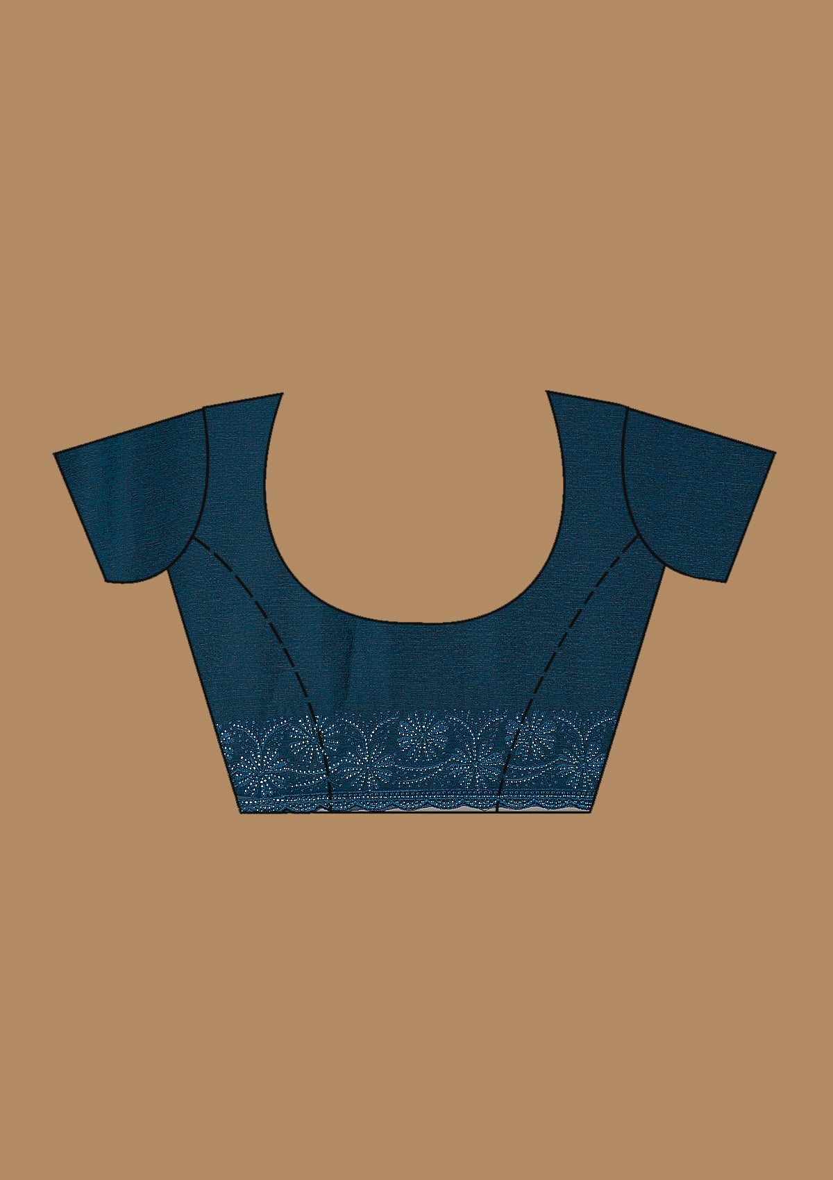 Blue Threadwork Chiffon Saree-Koskii