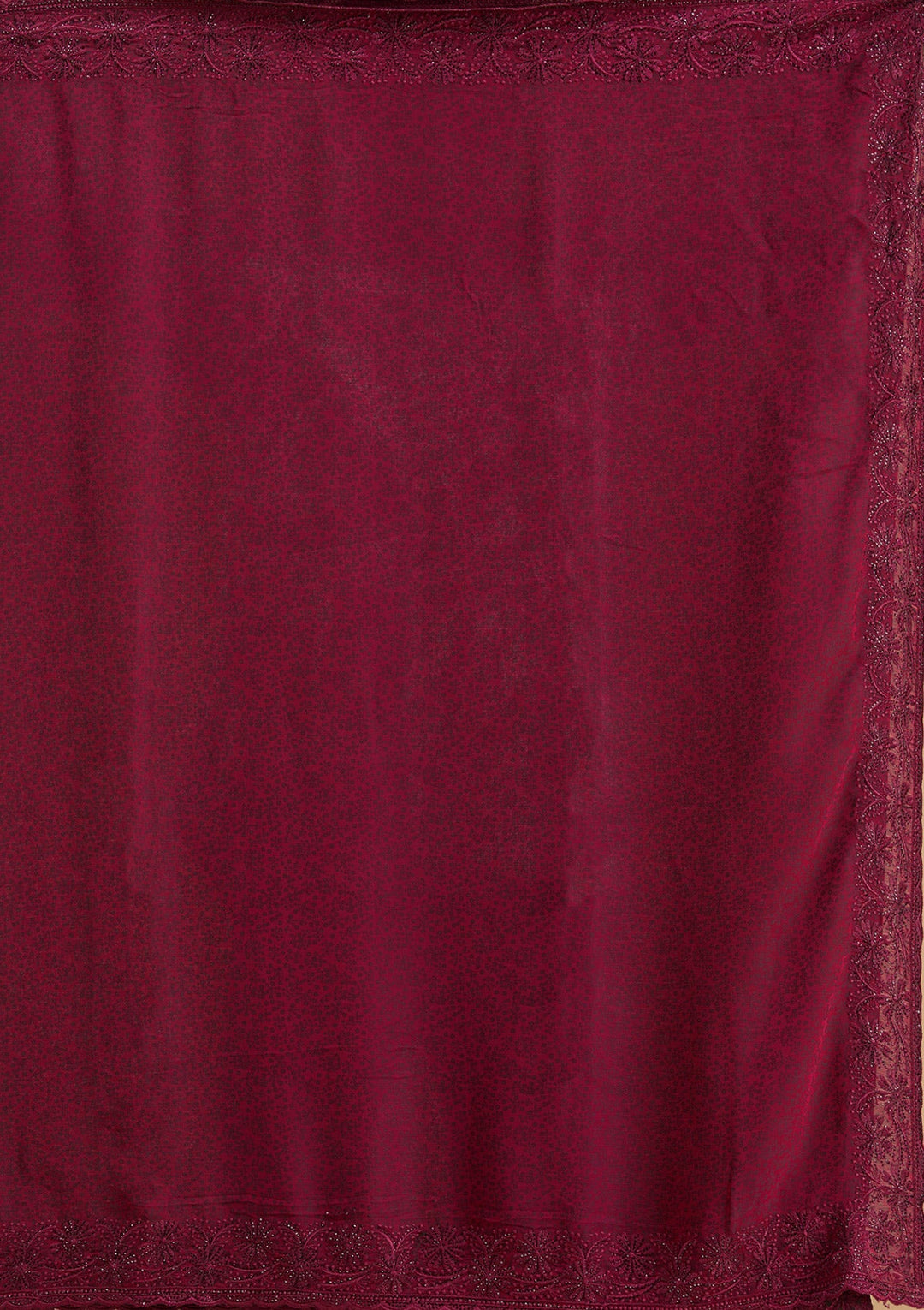 Purple Threadwork Chiffon Saree-Koskii