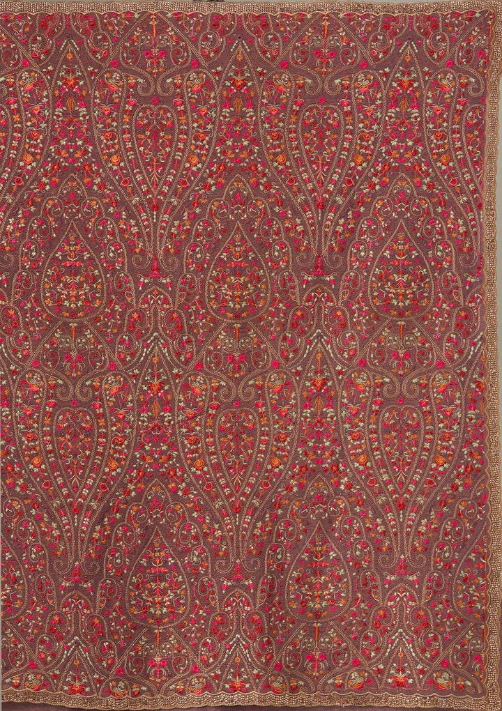 Copper Kashmiri Tissue Saree-Koskii