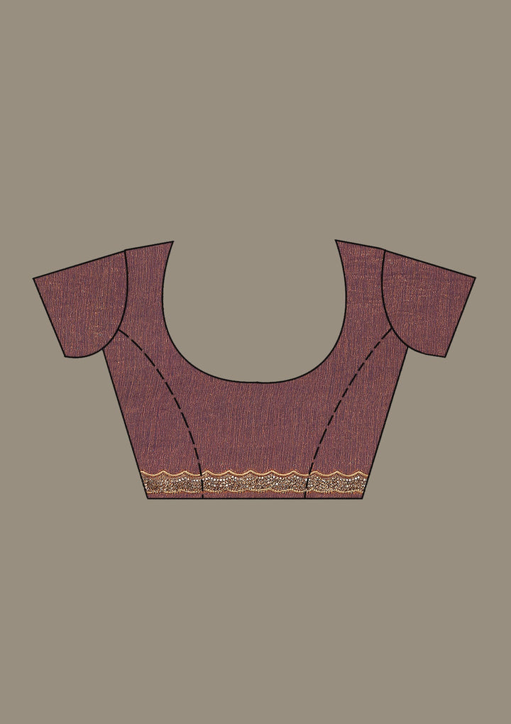 Copper Kashmiri Tissue Saree-Koskii