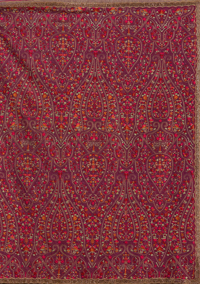 Wine Kashmiri Tissue Saree-Koskii