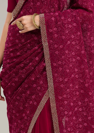 Blue Zariwork (Gold) Chanderi Unstitched Salwar Suit-koskii