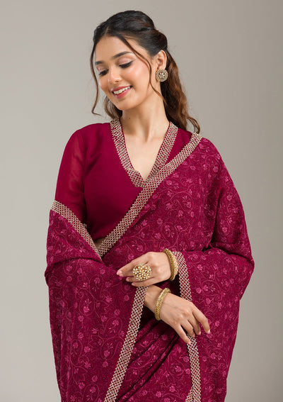 Sky Blue Zariwork (Gold) Cotton Unstitched Salwar Suit-koskii