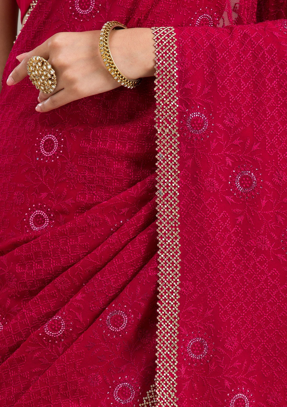 Multi Threadwork Linen Unstitched Salwar Suit-koskii