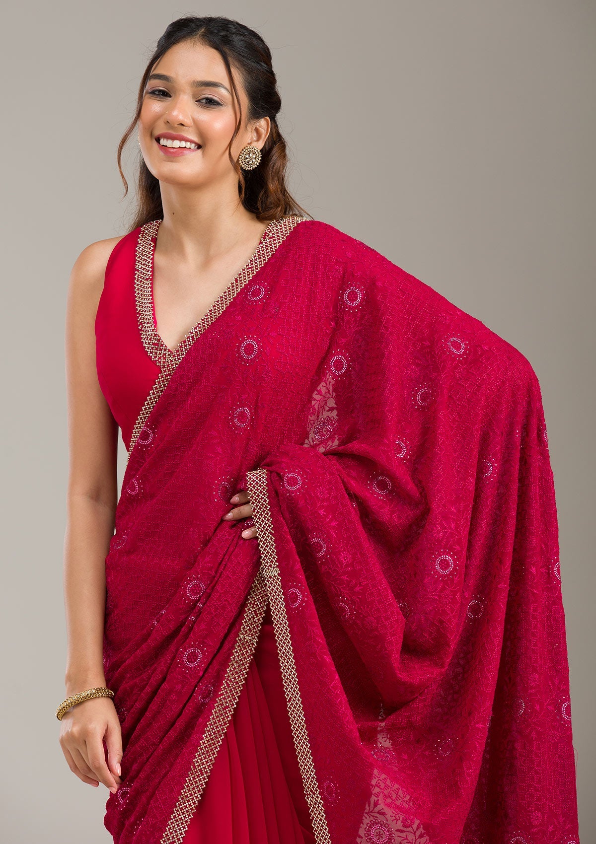 Beige Zariwork (Gold) Chanderi Unstitched Salwar Suit-koskii