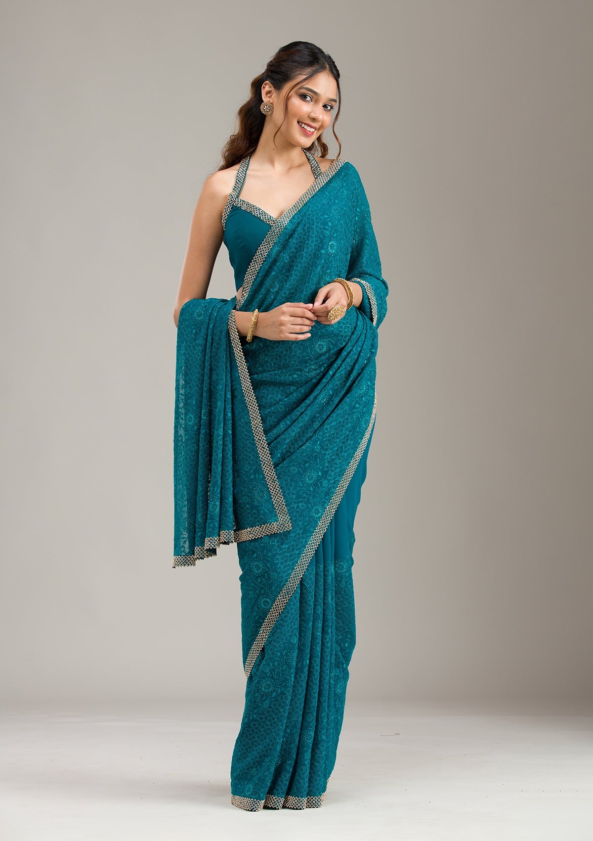 Multi Threadwork Linen Unstitched Salwar Suit-koskii