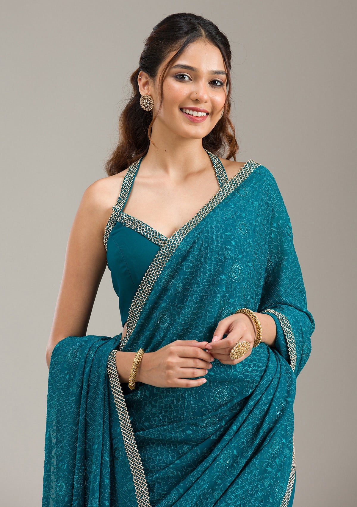 Multi Zariwork (Gold) Linen Unstitched Salwar Suit-koskii