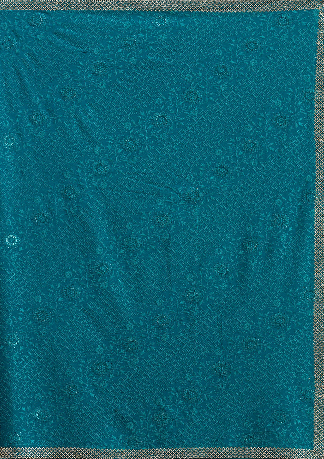Multi Zariwork (Gold) Linen Unstitched Salwar Suit-koskii