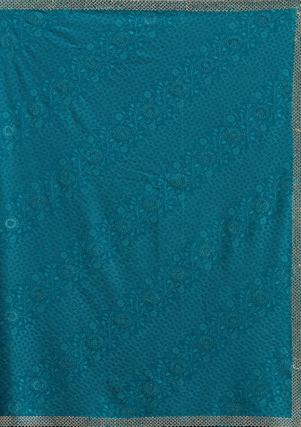 Multi Zariwork (Gold) Linen Unstitched Salwar Suit-koskii