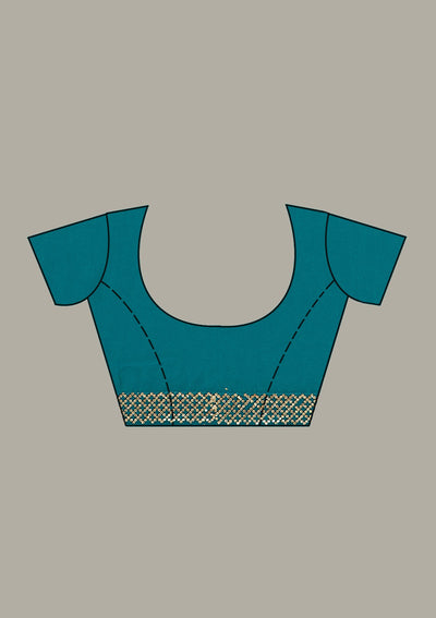 Sky Blue Zariwork (Gold) Cotton Unstitched Salwar Suit-koskii
