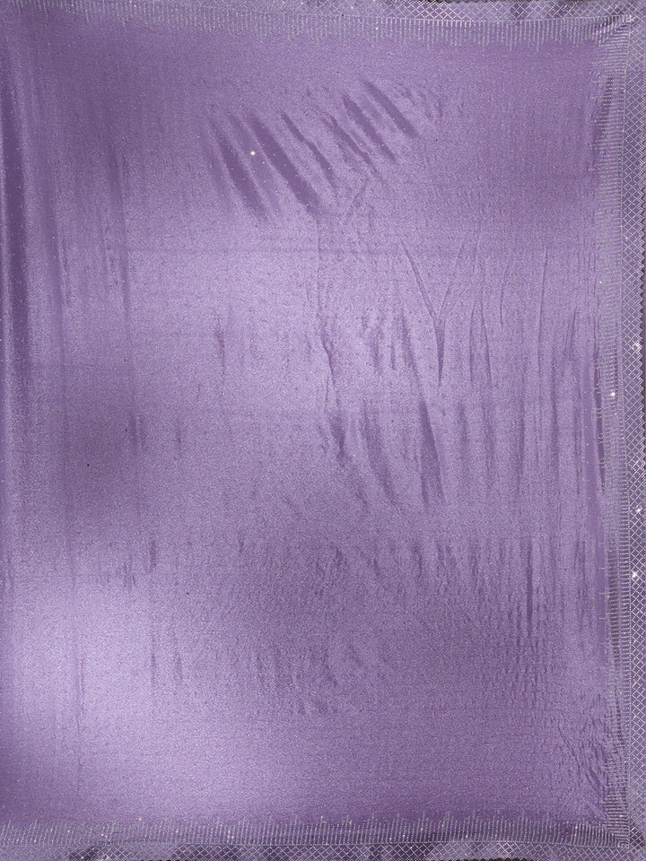 Violet Stonework (Silver) Satin Saree-Koskii