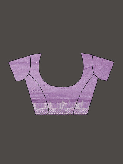 Violet Stonework (Silver) Satin Saree-Koskii