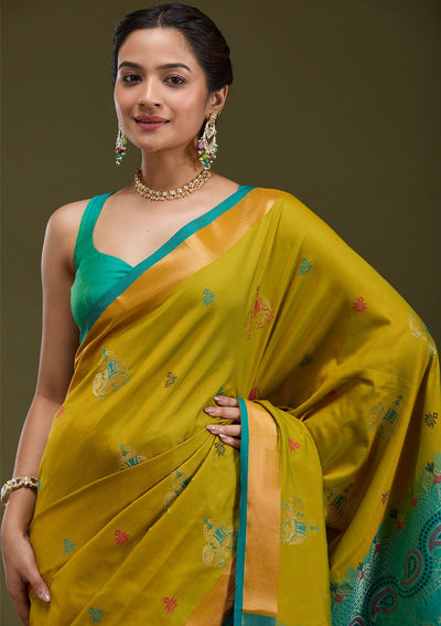 Mehendi Printed Art Silk Silk_Saree-koskii